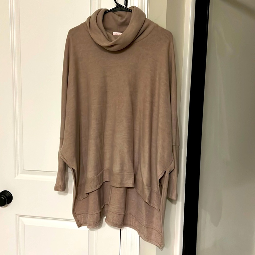 Pink lily turtleneck sweater